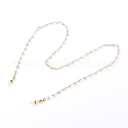 Brillenketten, Halsband für Brillen, mit natürlichen Perlen, Messing-Hummerkrallenverschlüsse und Gummischlaufenenden, golden, weiß, 30.91 Zoll (78.5 cm)