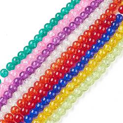Chapelets de perles en verre craquelé, ronde, couleur mixte, 4mm, Trou: 1.1~1.3mm, Environ 200 pcs/chapelet, 31.4 pouce