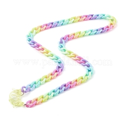 Colliers de chaîne gourmette acrylique arc-en-ciel personnalisés, chaînes de lunettes, chaînes de sac à main, avec fermoirs à pince en plastique, colorées, 25.78 pouce (65.5 cm)