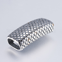 304 fascini dello scorrevole in acciaio inox, rettangolo con motivo a pelle di serpente, argento antico, 16.5x39x13mm, Foro: 7x13 mm