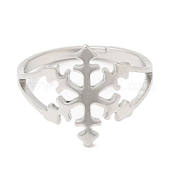 304 регулируемое кольцо из нержавеющей стали, Рождественские снежинки, цвет нержавеющей стали, размер США 6 (16.5 мм)