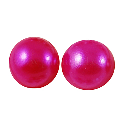 Cabujones de perlas de imitación de plástico ABS, semicírculo, fucsia, 10x5mm