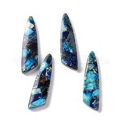 Pendentifs jasper régalite naturelle / jaspe impérial / sédiments marins, teinte, forme d'aile, bleu marine, 44x12x5mm, Trou: 1mm
