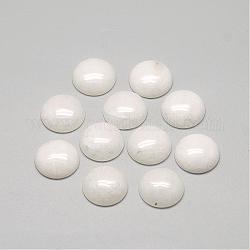 Natürliche weiße Jade Cabochons, gefärbt, halbrund / Dome, weiß, 10x4~5 mm