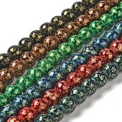Chapelets de perles en verre peint, ronde, couleur mixte, 8x7.5mm, Trou: 1mm, Environ 48 pcs/chapelet, 14.17'' (36 cm)