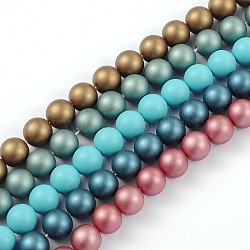 Runde Schale Perle Perle Stränge, matt, Mischfarbe, 8 mm, Bohrung: 1 mm, ca. 48 Stk. / Strang, 15.7 Zoll