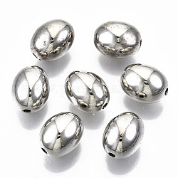 Ccb Kunststoff-Perlen, Oval, Platin Farbe, 13.5x11 mm, Bohrung: 1.6 mm, ca. 209 Stk. / 190 g