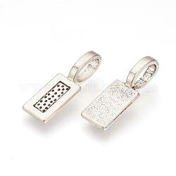 Tibetan Style Alloy Glue-on Flat Pad Bails, Rectangle, Cadmium Free & Lead Free, Antique Silver, 21x7x1mm, Hole: 4mm, about 1290pcs/1000g