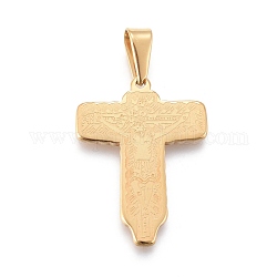 Pendentifs en acier inoxydable de Pâques 304, crucifix croix, or, 27x20x1.8mm, Trou: 3.5x7mm