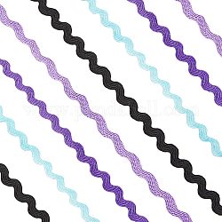 Gorgecraft 4 hilos 4 colores poliéster ondulado ribete de flecos, cinta de coser, para vestido de tela hacer diy decorar, color mezclado, 3/16 pulgada ~ 3/8 pulgadas (5~8.5 mm), aproximamente 11~12.5 m / cadena, 1 soporte/color