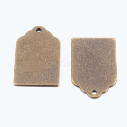 Targhette metalliche, pendenti tag tag vuoto in ottone, bronzo antico, 21x12x0.5mm, Foro: 1 mm