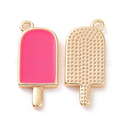 Подвески из латуни с ионным покрытием (ip), мороженое на палочке, Реальная платина, реальный 18k позолоченный, ярко-розовый, 20x9x2 мм, отверстие : 1.5 мм