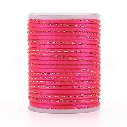 Polyesterschnur, kantille, mit goldmetallischer Schnur, chinesische knotenkordel, neon rosa , 1.5 mm, ca. 4.37 Yard (4m)/Rolle
