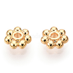 Brass Daisy Spacer Beads, Nickel Free, Real 18K Gold Plated, 5x1.5mm, Hole: 1.5mm