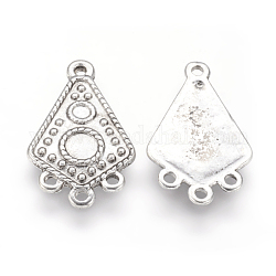 Antique Silver Tibetan Style Rhombus Links, Lead Free and Cadmium Free, 29.5mm long, 18mm wide, 2mm thick hole: 2mm