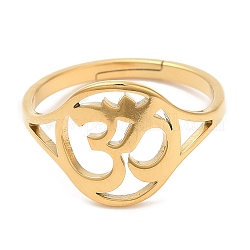 Chapado en iones (ip) 304 anillo ajustable de yoga de acero inoxidable para mujer, real 18k chapado en oro, diámetro interior: 16.4 mm