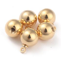 Messing Perlenkappe Anhänger Kautionen, langlebig plattiert, mit Gewindebohrung, Runde, echtes 24k vergoldet, 12x9 mm, Bohrung: 1.6 mm, Innendurchmesser: 2 mm