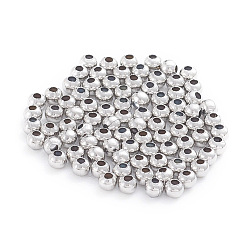 Perles en 304 acier inoxydable, rond et creux, couleur inoxydable, 3x2.7~3mm, Trou: 1mm, 500 pcs /sachet 