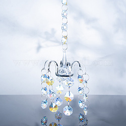 Glass Pendant Decoration, Hanging Suncatchers, with Metal Findings, for Garden Window Wedding Home Decoration, Octagon, 245mm