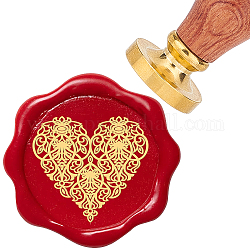 CRASPIRE Heart Wax Seal Stamp 25mm Removable Brass Head Vintage Love Heart Sealing Wax Stamp with Wooden Handle for Wedding Valentine's Day Christmas Envelopes Invitations Gift Cards Decoration