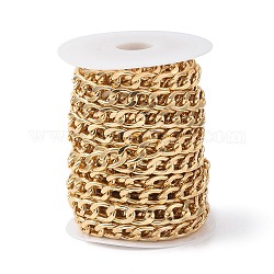 Овальные бордюрные цепи из оксидированного алюминия, несварные, с катушкой, золотые, ссылка: 16.5x12x2.5 mm