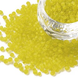 (servizio di reimballaggio disponibile) perline di semi di vetro, colori satinati, tondo, giallo, 8/0, 3mm, su 12 g / borsa