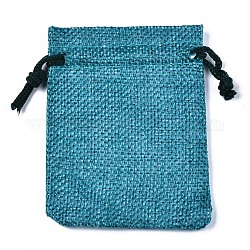 Bolsas con cordón de imitación de poliéster bolsas de embalaje, para la Navidad, Fiesta de bodas y embalaje artesanal de diy, cian oscuro, 9x7 cm