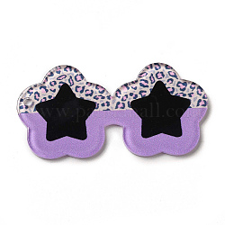Adorables pendentifs en acrylique imprimé opaque, lunettes étoiles avec breloque imprimé léopard, violet, 55x26.5x2mm, Trou: 2mm