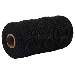 100 m de fil de coton 2 brins, cordon en macramé, fils décoratifs, pour l'artisanat de bricolage, noir, 3mm