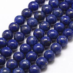Naturales lapis lazuli de hebras de abalorios, redondo, 10mm, agujero: 1 mm, aproximamente 38 pcs / cadena, 15.5 pulgada (395 mm)