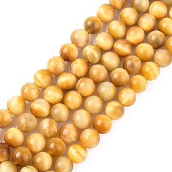 Natural Yellow Tiger Eye Beads Strands, Round, 8mm, Hole: 1mm