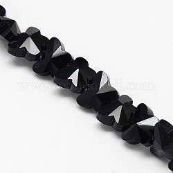 Crystal Glass Butterfly Beads Strands, Faceted, Black, 8x10x6mm, Hole: 1mm, about 49pcs/strand, 15.4 inch