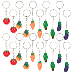 Nbeads bricolage kits de fabrication de porte-clés sur le thème des légumes, Pendentifs en résine, trousseau de résine, accessoires de fermoir porte-clés en 316 acier inoxydable, couleur mixte