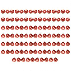 Charms aus vergoldeter Emaille-Legierung, emaillierte Pailletten, Flachrund, rot, letter.x, 14x12x2 mm, Bohrung: 1.5 mm, 100 Stück / Karton