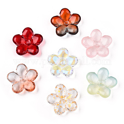 Transparente Glasperlen, gemischten Stil, Blume, Mischfarbe, 21x21.5x7 mm, Bohrung: 1.8 mm