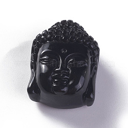 Colgantes de obsidiana naturales, cabeza de Buda, 33x24.5x16.3mm, agujero: 1.2 mm