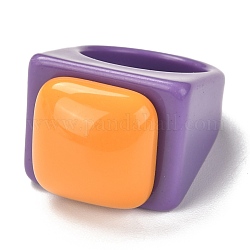Bagues en acrylique, carrée, orange, nous taille 7 3/4 (17.9mm), 6.5~19.5mm, diamètre intérieur: 18 mm