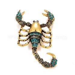 Badge scorpion strass, Épinglette en alliage constellation pour vêtements de sac à dos, or, colorées, 51x31x6mm, pin: 0.7 mm