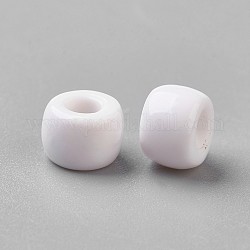 Perline europee a foro largo in resina, barile, bianco, 8x5~6mm, Foro: 4 mm, circa 2020pcs/500g