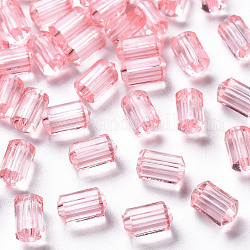 Transparente Acryl Perlen, facettiert, Vieleck, rosa, 9x5 mm, Bohrung: 1.8 mm, ca. 3496 Stk. / 500 g