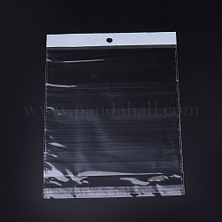 Sacs de cellophane de film de perle, matériel opp, scellage auto-adhésif, avec trou de suspension, rectangle, clair, 21x14 cm, épaisseur unilatérale: 0.023 mm, mesure intérieure: 16x14 cm, dop: 14x2 cm