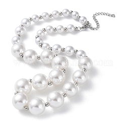 Abgestufte Perlenkette aus Kunststoffperlen, 304 mit Edelstahlklammern, Edelstahl Farbe, 17.52 Zoll (44.5 cm)