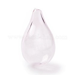 Botellas de vidrio soplado hechas a mano, para la fabricación de colgantes de viales de vidrio, lágrima, rubor lavanda, 30~32x18.5~19mm, agujero: 2~3.5 mm