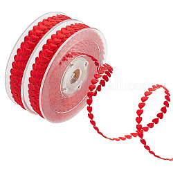 Nbeads 21.87 Yards rotes Liebesband, 8 mm breite Polyester-Herz-Spitzenbänder, herzgeprägtes Band, Geschenkverpackungsbänder für Valentinstag, Hochzeitsdekoration, handgefertigte Bastelbedarfsartikel