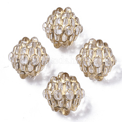 Chapado de perlas de acrílico transparente, metales enlaced, bolas con baches, redondo, Claro, 12x11~12mm, agujero: 1.2 mm, aproximamente 780 unidades / 500 g