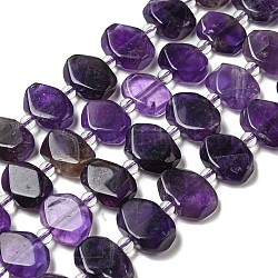 Chapelets de perles en améthyste naturelle, avec des perles de rocaille, rectangle facettes, 12~14.5x16~18x5~7mm, Trou: 1.2mm, Environ 23 pcs/chapelet, 14.84 pouce (37.7 cm)