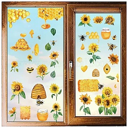8 лист 8 стиля пчел тема ПВХ водонепроницаемые наклейки на стену, самоклеящиеся наклейки, для украшения дома окна или лестницы, прямоугольные, цветок, 200x145 мм, около 1 листа/стиля