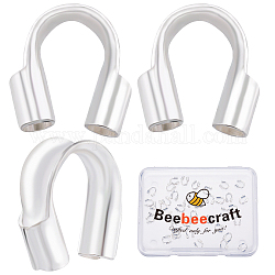 Beebeecraft 925 guardián de alambre de plata esterlina, plata, 5x5x2mm, agujero: 0.6 mm, 40 unidades / caja