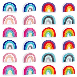 18Pcs 6 Colors Rainbow Silicone Focal Beads Bulk Rainbow Loose Spacer Beads Charm Color Silicone Beads Kit for DIY Necklace Bracelet Earrings Keychain Craft Jewelry Making, Mixed Color, 17.5x25x9mm, Hole: 2mm