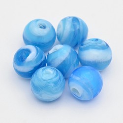 Handmade Lampwork Beads, Round, Sky Blue, 12mm, Hole: 1~2mm